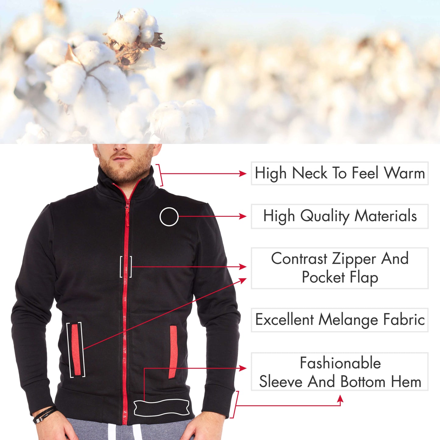 Styleko Herren Sweatshirt Cotton Strickpullover