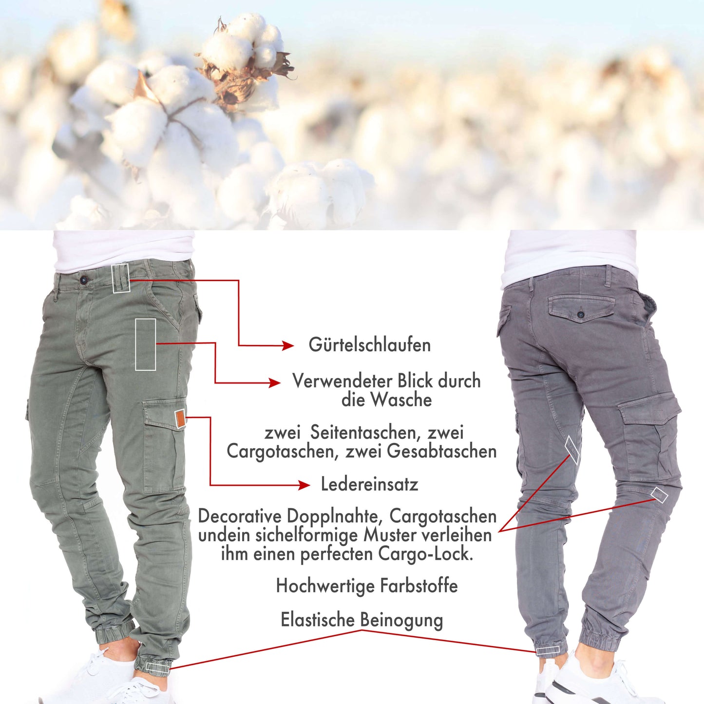 STYLEKO Cargohose Gürtelschlaufen