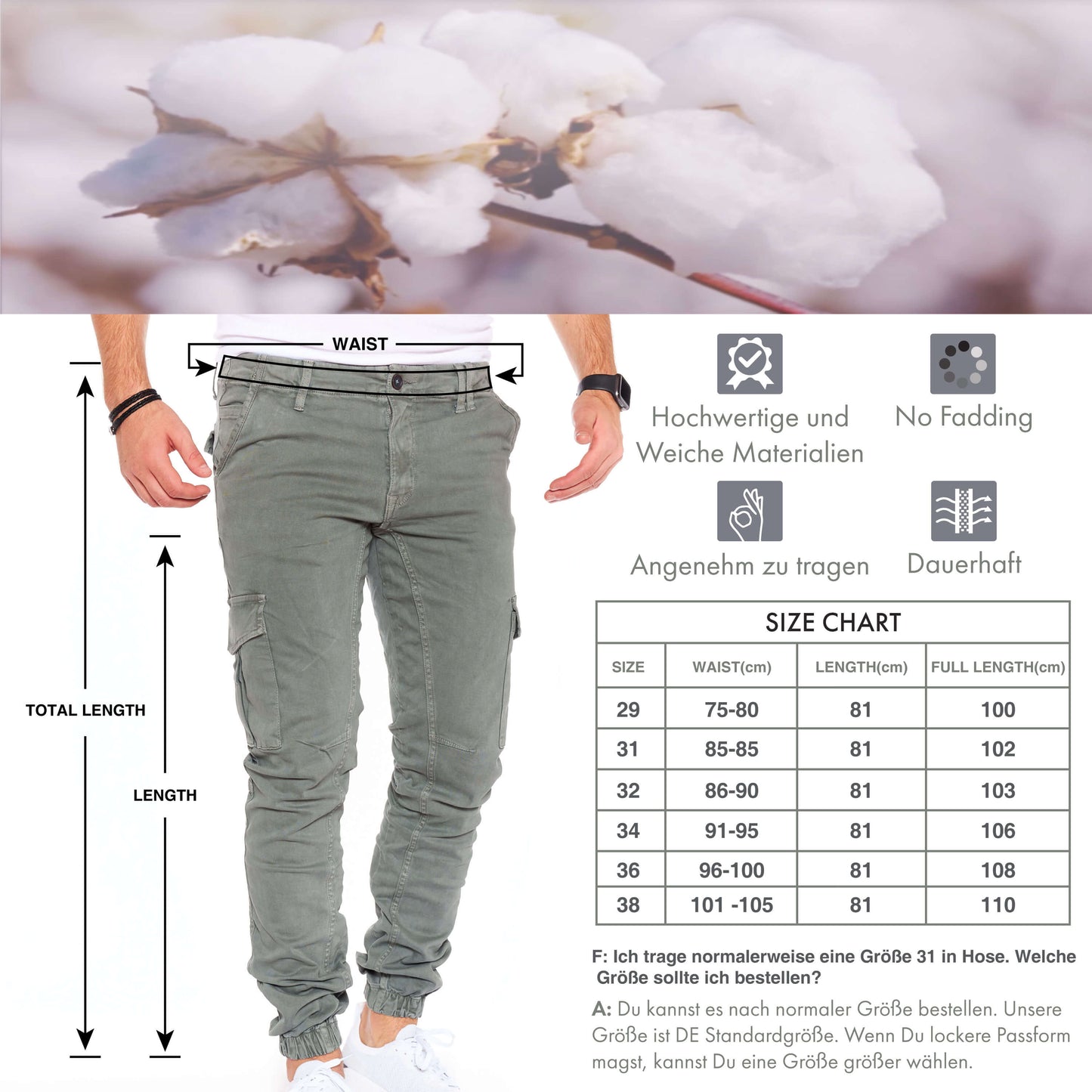 STYLEKO Cargohose Gürtelschlaufen